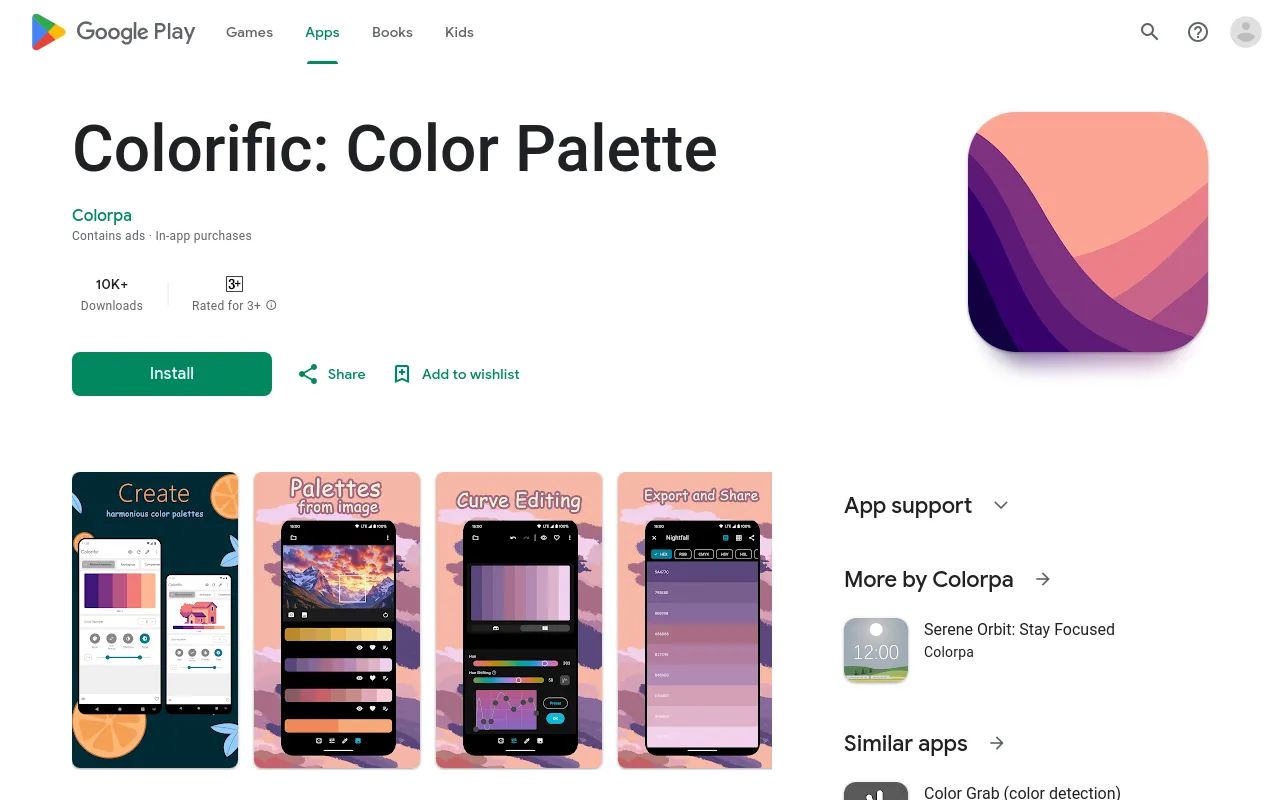 Colorific: Color palette