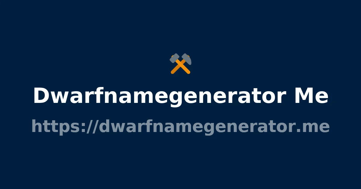 Dwarf Name Generator