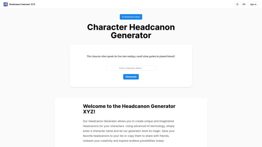 Headcanon Generator XYZ