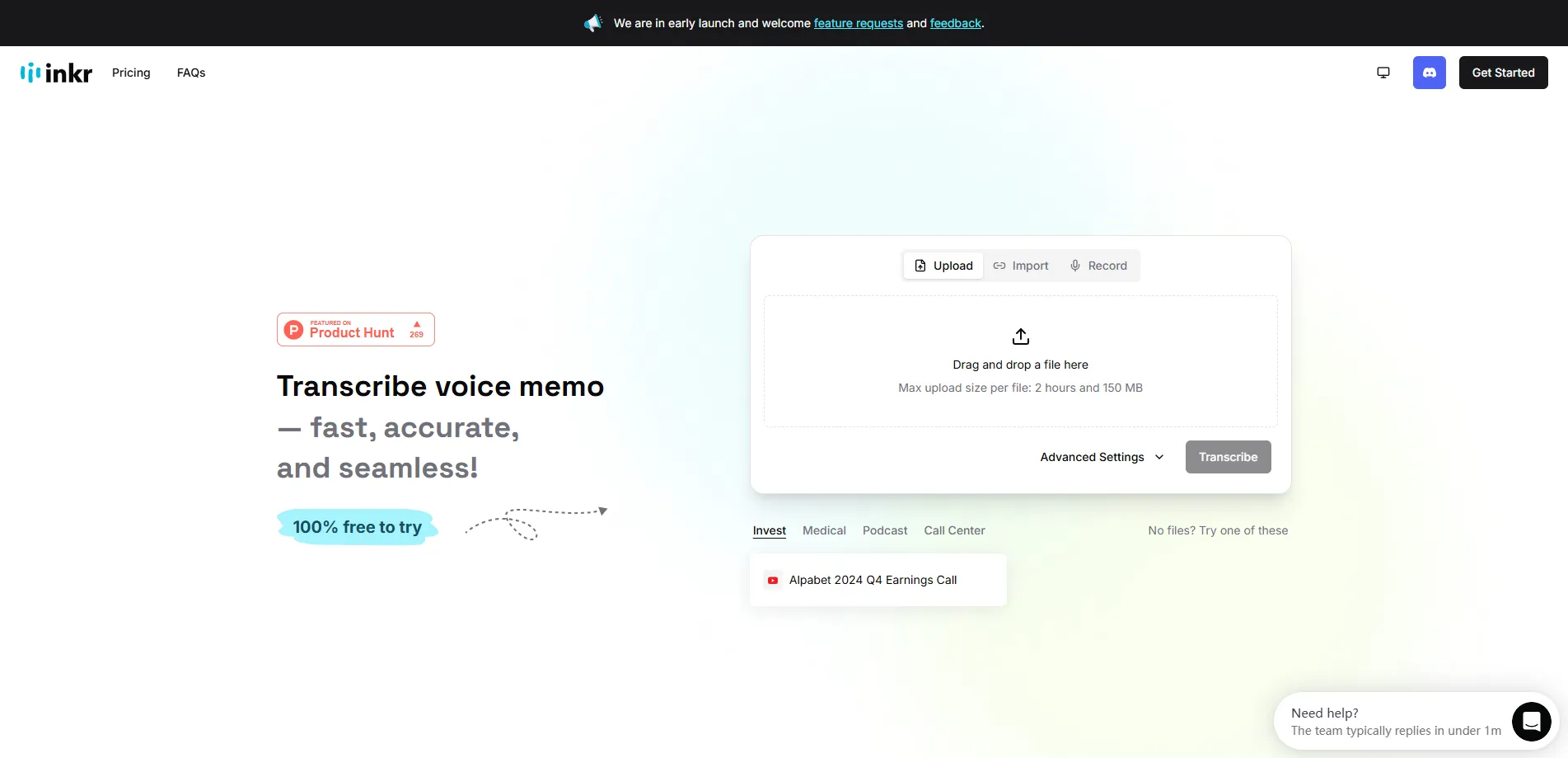 Inkr – Instant & Accurate Transcriptions