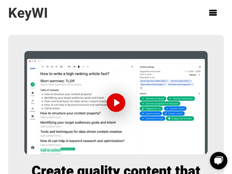 KeyWI - AI Content Marketing Assistant