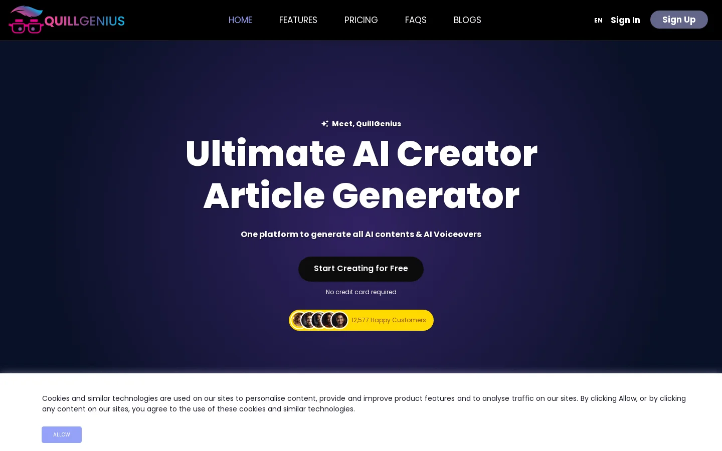 QuillGenius AI Copywriting Tool