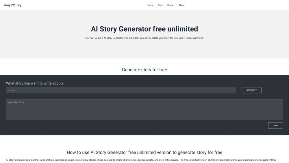 Story321 AI story generator