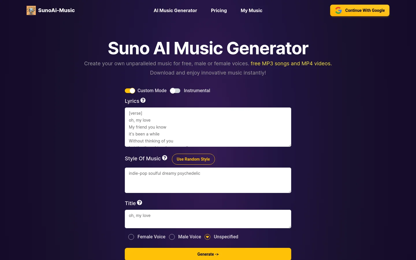 Suno AI Music Generator