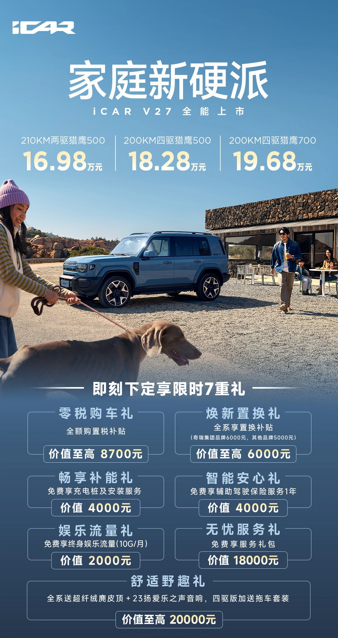 奇瑞 iCAR V27 上市：号称最好开的 5 米方盒子，16.98 万-19.68 万元