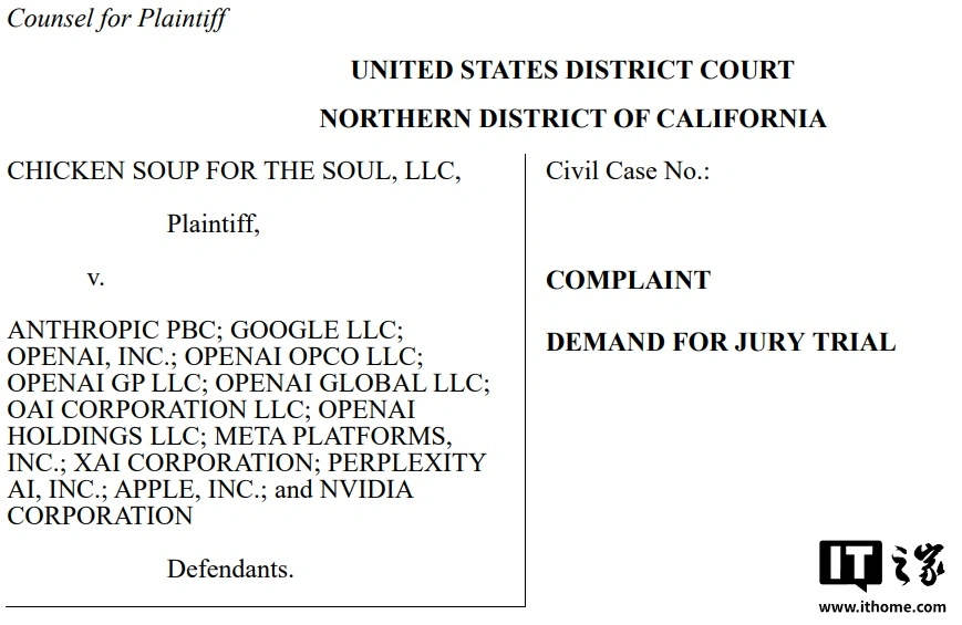 “心灵鸡汤”出版商控诉苹果、谷歌等公司非法使用版权书籍训练其 AI