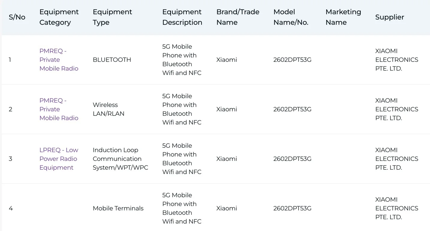 小米 17T 系列手机现身新加坡 IMDA 认证，有望搭载天玑 8500/9500 芯片