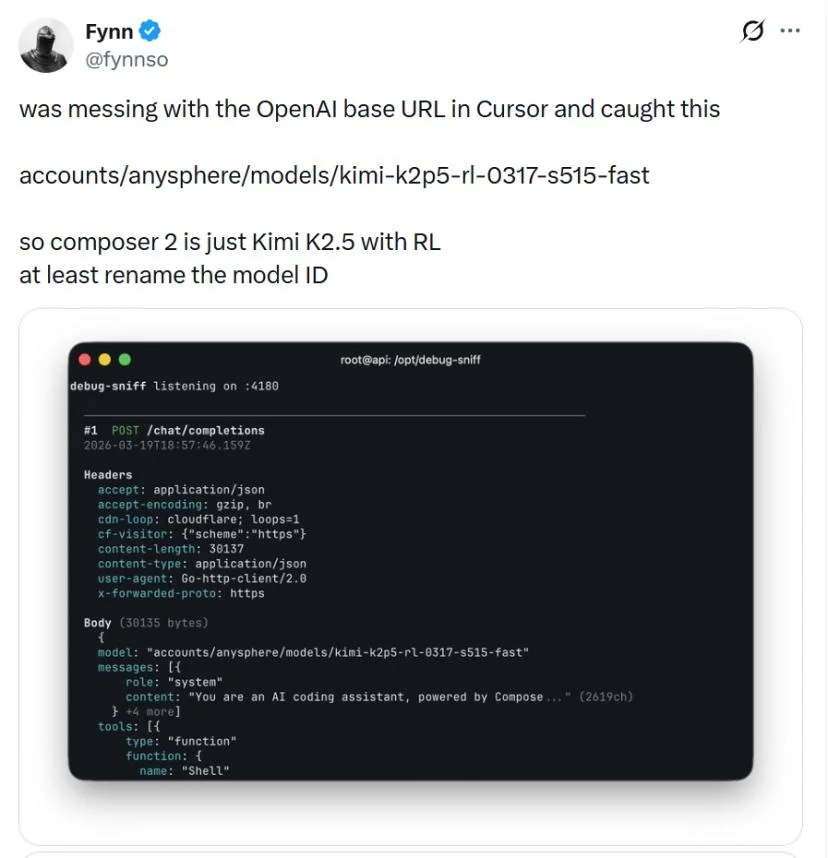 Cursor你浓眉大眼的也套壳中国模型？美国网友马斯克都看不下去了