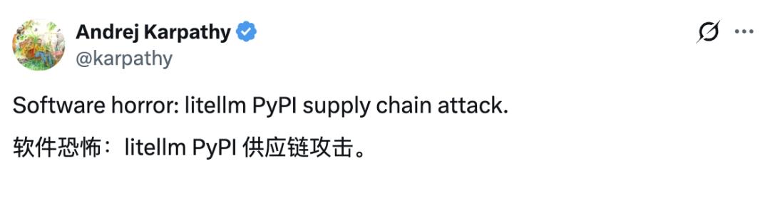 立即检查你的Python库，LiteLLM被投毒，Karpathy警告，马斯克关注