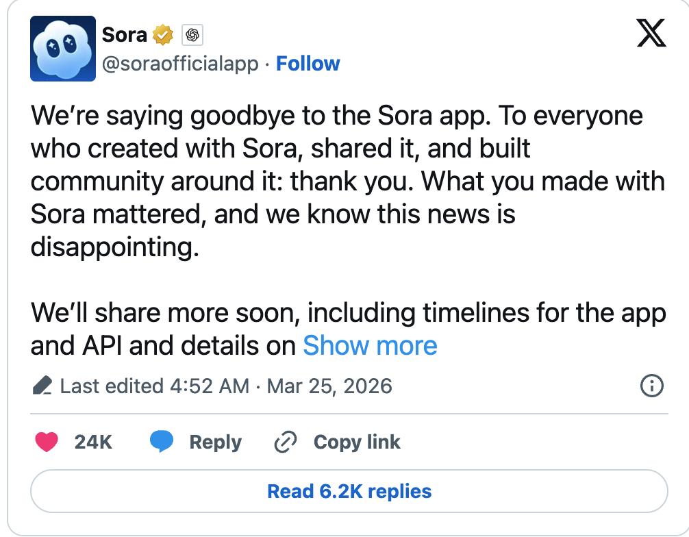 OpenAI挂倒车档，1岁的Sora被“安乐死”