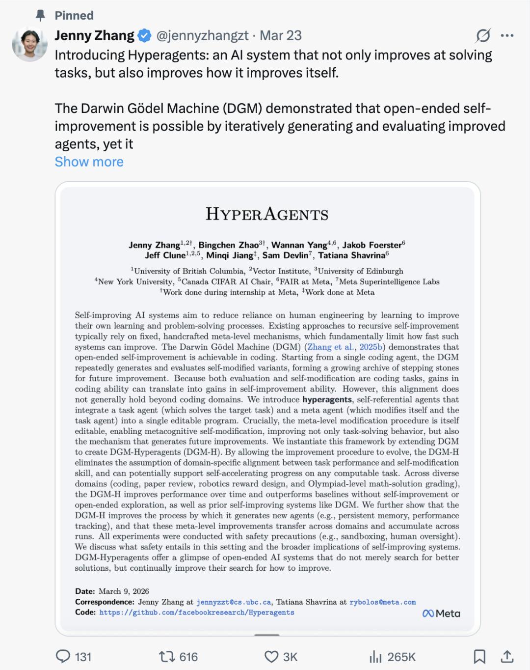 Meta华人实习生搞出超级智能体，自己写代码实现自我进化
