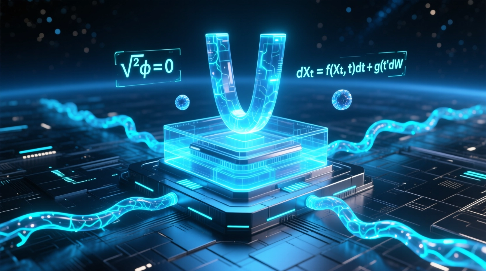 扩散模型核心数学原理与U-Net网络结构融合示意图