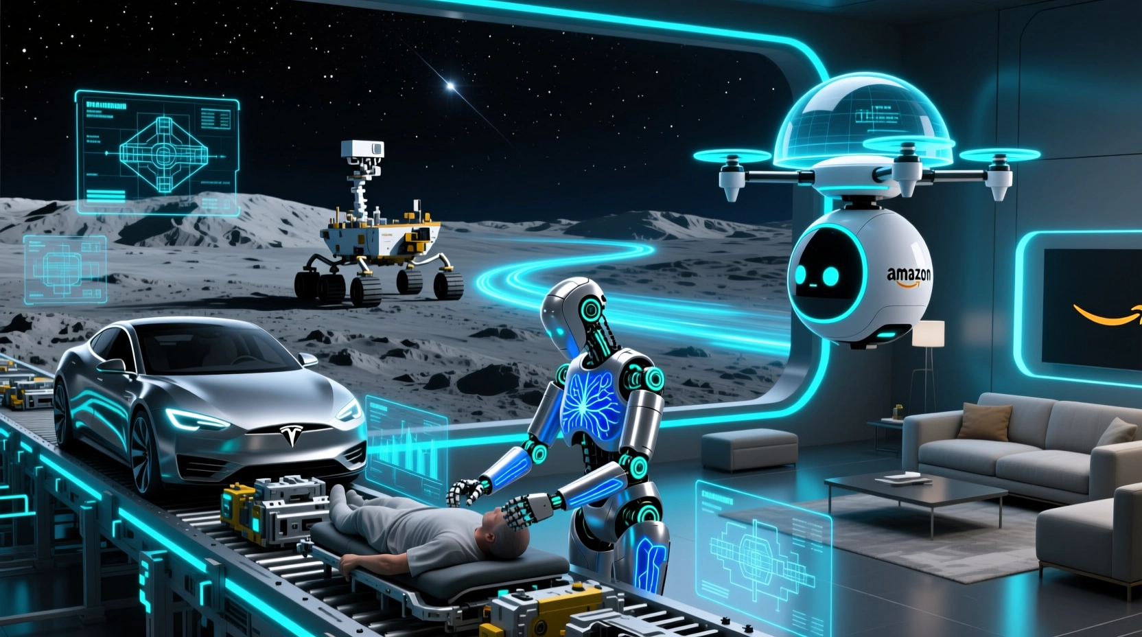 具身智能四大现实应用场景融合图