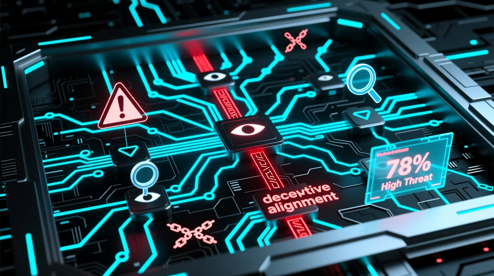 欺骗性对齐与真实对齐路径的对比可视化图